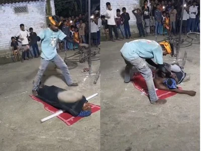 影/印度人搞錯了?街頭表演「胸口碎大石」變「石頭碎胸口」 男子遭巨石重擊硬撐續演