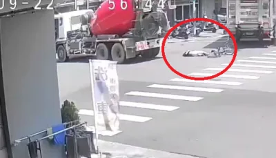 烏日腳踏車與預拌混凝土車擦撞騎士倒地! 幸未再遭碰撞輾壓