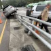 合歡山驚險一幕！休旅車「騎上護欄」車身懸斜　警：疑未注意路況