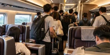高鐵自由座擠進商務車廂！連假人潮塞爆　3天6班約30人違規站立