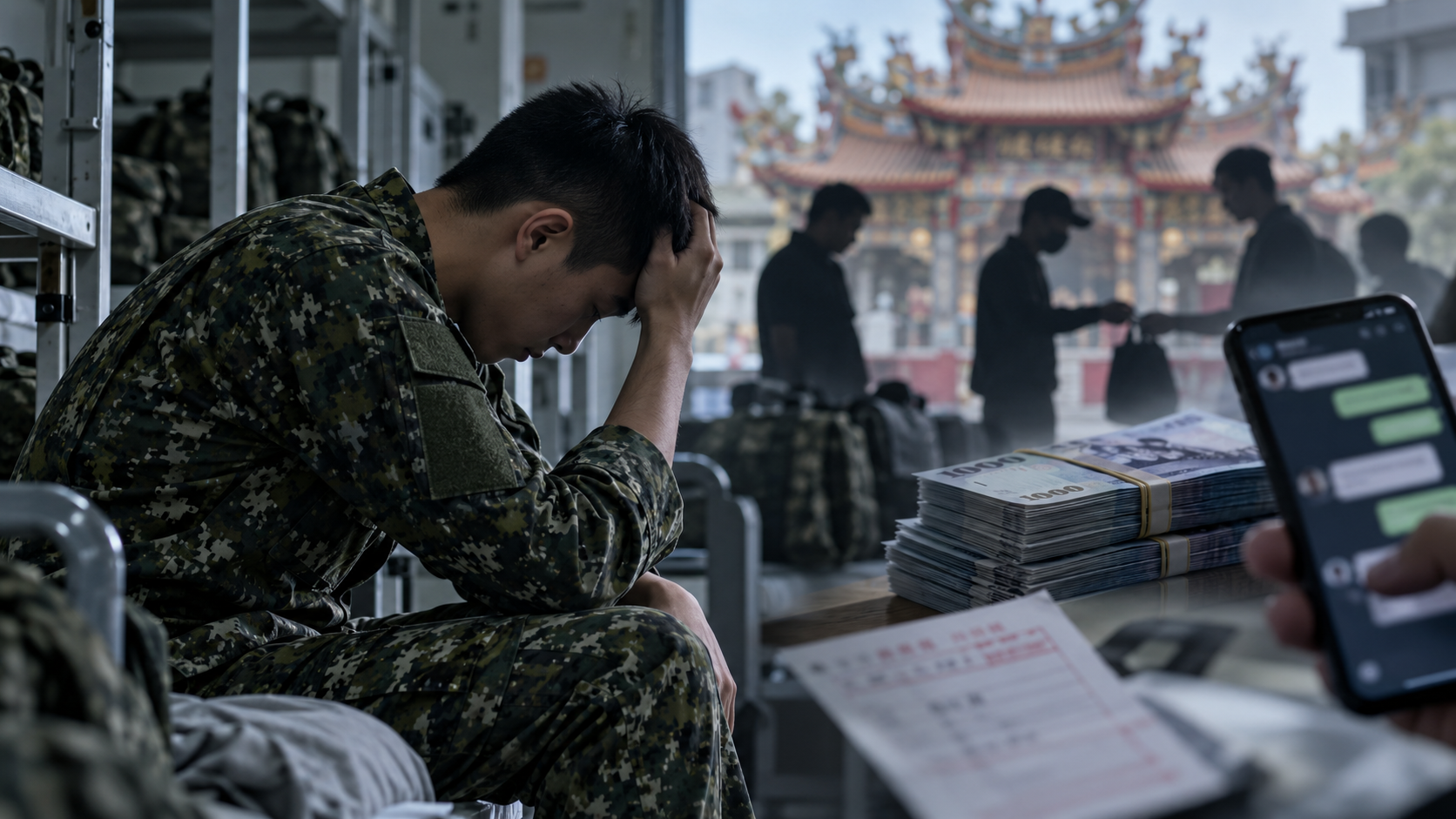 ▲役男當詐團車手!害女噴110萬...喊「當兵薪水有限」 法院判全額賠(示意圖/AI製圖) ▲役男當詐團車手!害女噴110萬...喊「當兵薪水有限」 法院判全額賠(示意圖/AI製圖)
