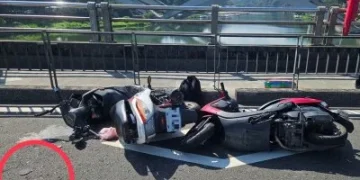遭掉落蚊香打臉釀禍？新店區碧潭橋3輛車相撞　婦人摔車手腳擦挫傷
