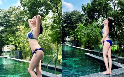 8點檔女神信守「破萬讚承諾」!正面照:泳衣太小超緊繃