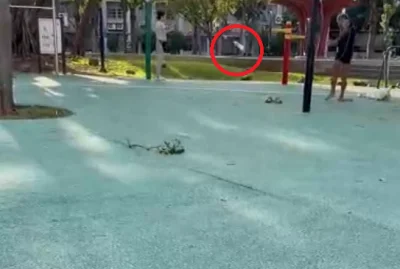 公園當練習場! 桃園阿伯拿高爾夫球桿揮桿打裝水保特瓶