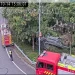 國道3號斗六交流道驚險事故！大貨車煞車失靈撞護欄　失控側翻邊坡